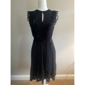 Boden Elise Dress 8P Black Ruffles Belted Sleeveless Party Holidays